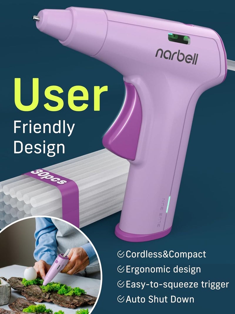Narbell Cordless Hot Glue Gun Kit with,Less Drip Nozzle,Auto Shut-Off,for School Crafts DIY Arts Project Home Repairs Party Decorations (Pink*2) - Image 4